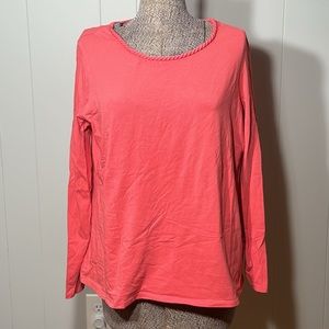 Madison Hill Women’s XL Coral Long Sleeve Blouse Braided Neck